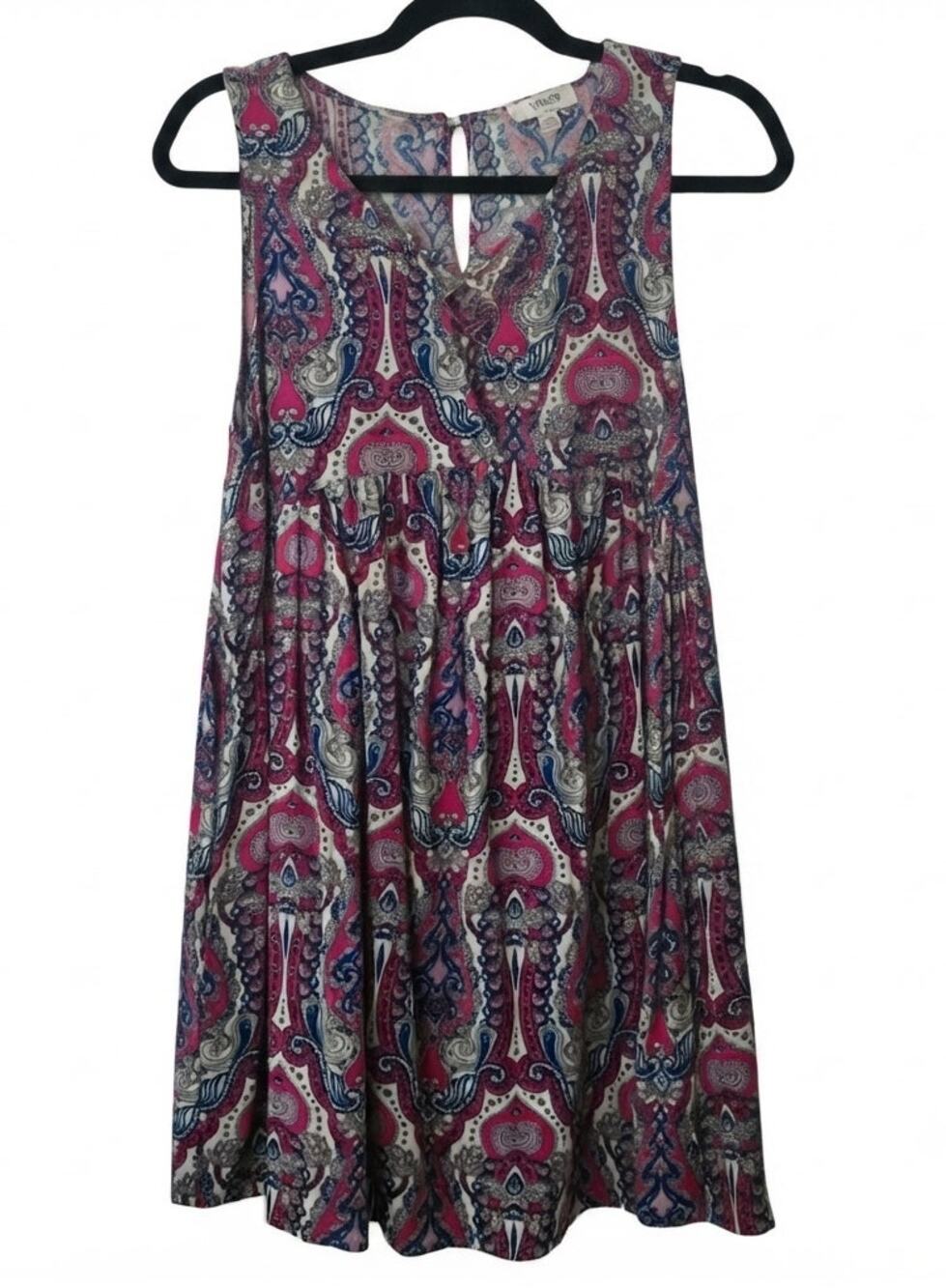 Umgee Paisley Mini Boho Tunic Sleeveless Dress size Small